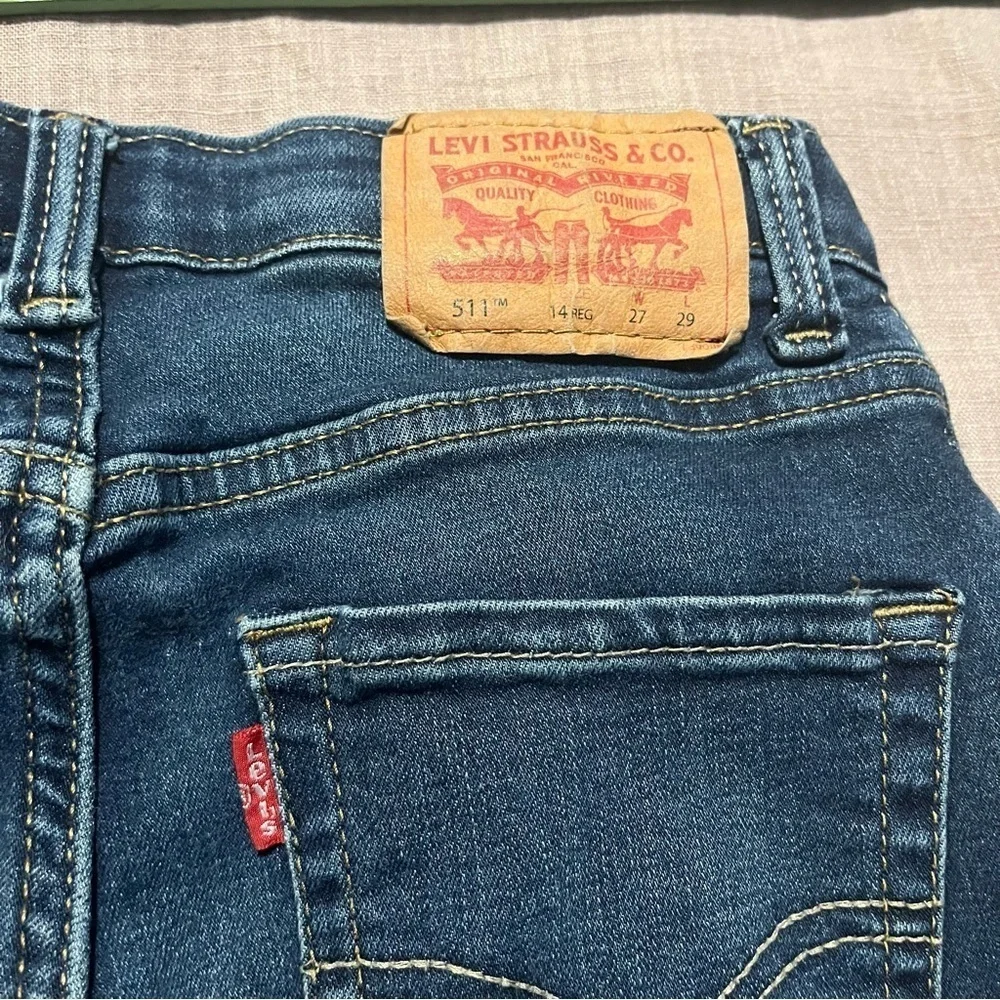 Levi's 511 Kids Classic Indigo Jeans Adjustable straps Straight Leg Size 14 Reg